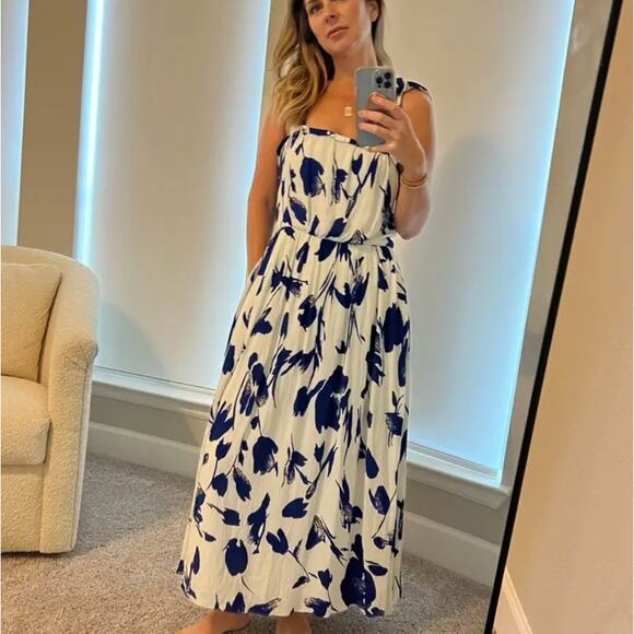 Jason Wu Floral Tiered Ruffle Midi Sundress Dress SIZE 10 Blue Designer $345 - Picture 5 of 11